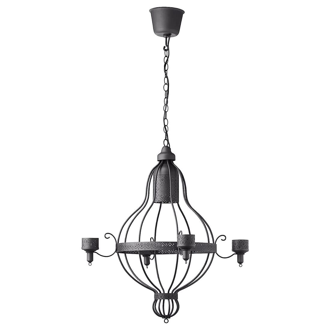 FLUGBO Chandelier, 5-arm, brass color, glass - IKEA