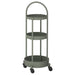 "Stylish IKEA JUTTERSBO trolley in grey-green, featuring a compact 36x36 cm size with three storage tiers. Equipped with smooth-rolling wheels and a top handle for easy mobility, perfect for kitchens, bathrooms, or living spaces.-60532152