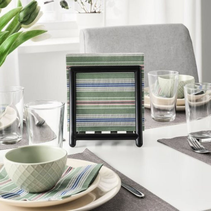 An image of the Multicolor Striped Paper Napkins - 30 Pack, 33x33 cm | Eco-Friendly and Vibrant Table Decor | IKEA Kitchen Essentials 70527937