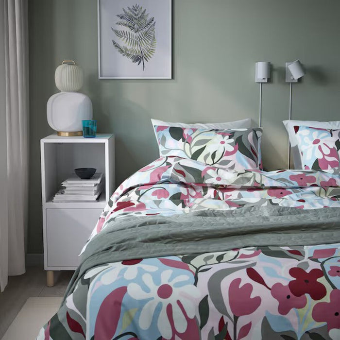 IKEA KORSKOVALL Duvet cover and 2 pillowcases, multicolour/floral pattern, 240x220/50x80 cm (94x87/20x31 ")