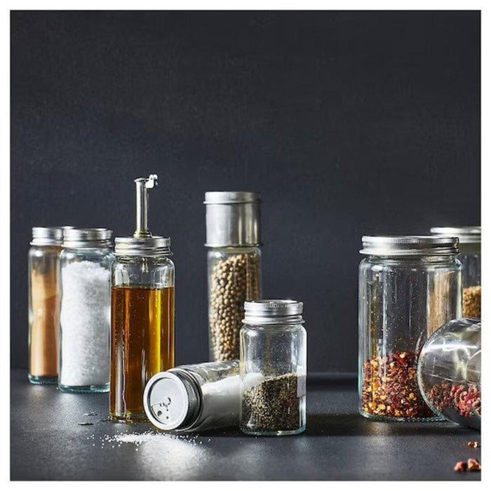 IKEA  CITRONHAJ Spice mill, clear glass/stainless steel, 15 cm (6 ") with Oil/vinegar bottle, clear glass/stainless steel, 16 cm (6 ¼ ")