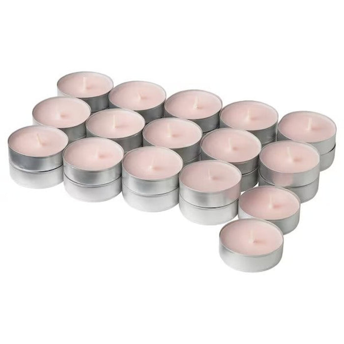 A group of scented tealight candles from IKEA in various colors and fragrances, perfect for adding a cozy touch to your home decor.-80542560