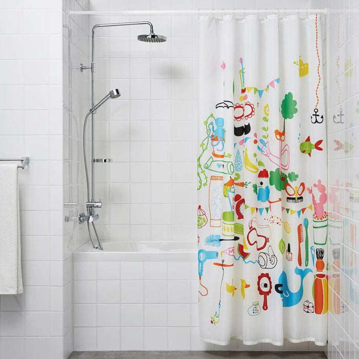 Sleek and modern white shower curtain rod, enhancing your bathroom decor 70314974