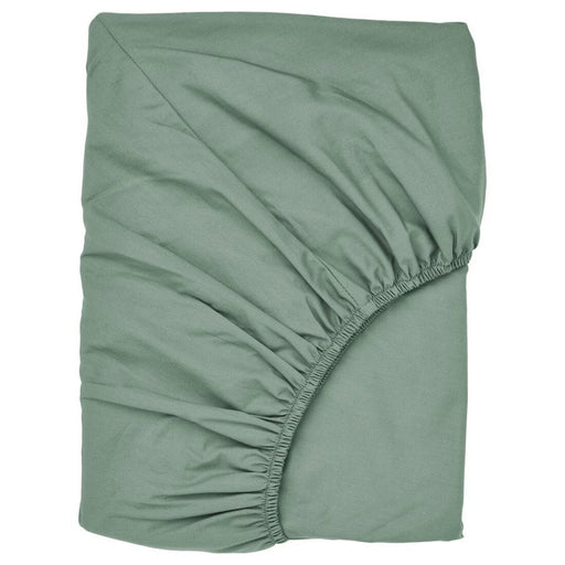 ULLVIDE Fitted Sheet in Grey/Green, 140x200 cm - A Cozy Bed Essential