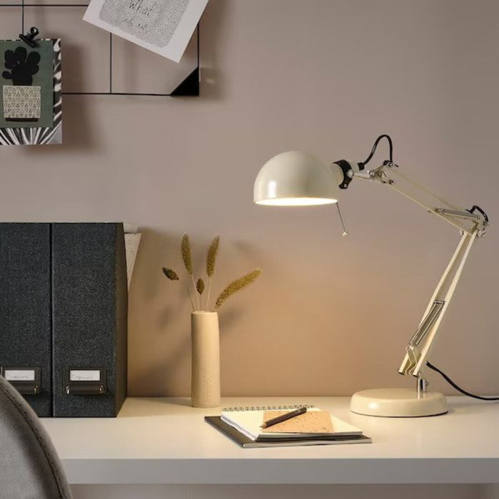 IKEA FORSÅ Work lamp, beige with LED Bulb E14 470 Lumen
