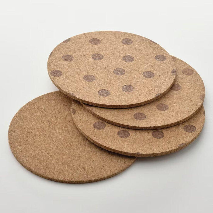 IKEA  New SOLABBORRE Coaster, cork/dotted, 10 cm 4 pack with Mug, white 30 cl ( 2 pieces )