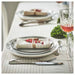 A decorative cloth napkin measuring 30x30 cm, featuring red and natural stripes-60559189