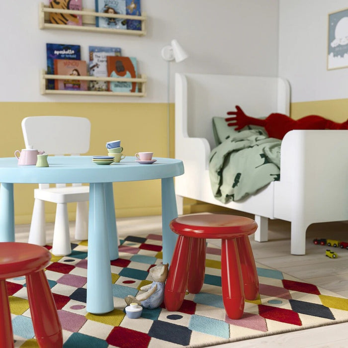 Bright red IKEA MAMMUT children's stool for indoor and outdoor use 80581981