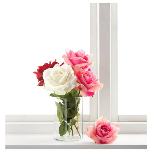 Digital Shoppy IKEA Artificial Flowers for stage decoration, wall decoration, vase decoration, home decoration with vase Rose/red, 52 cm