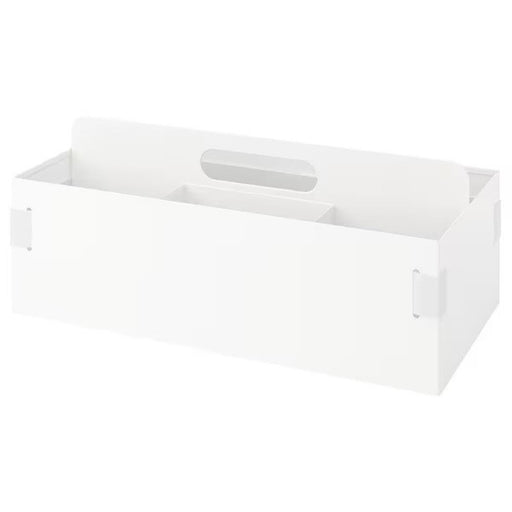 An image of an IKEA 18x36x14 cm white desk organizer, perfect for keeping office supplies organized on a desk.