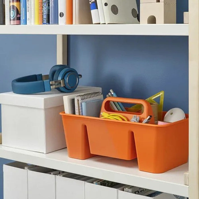 Compact IKEA STACKSTOD bright orange desk organizer with durable construction, 32x18x16 cm 50591142  