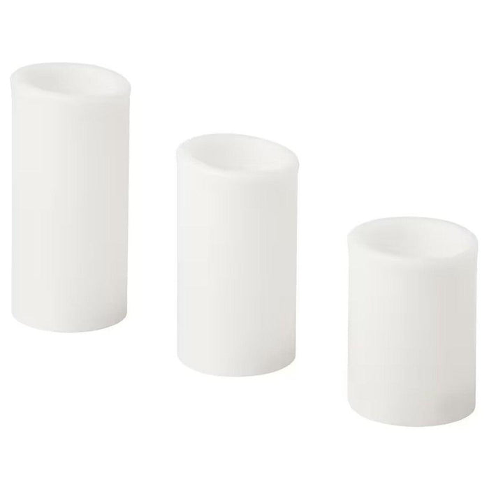 IKEA white LED block candles, set of 3, ideal for cozy indoor ambiance.40520452     


