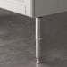 Close-up of IKEA GODMORGON Adjustable Stainless Steel Cabinet Legs, showing 17-26 cm height range,