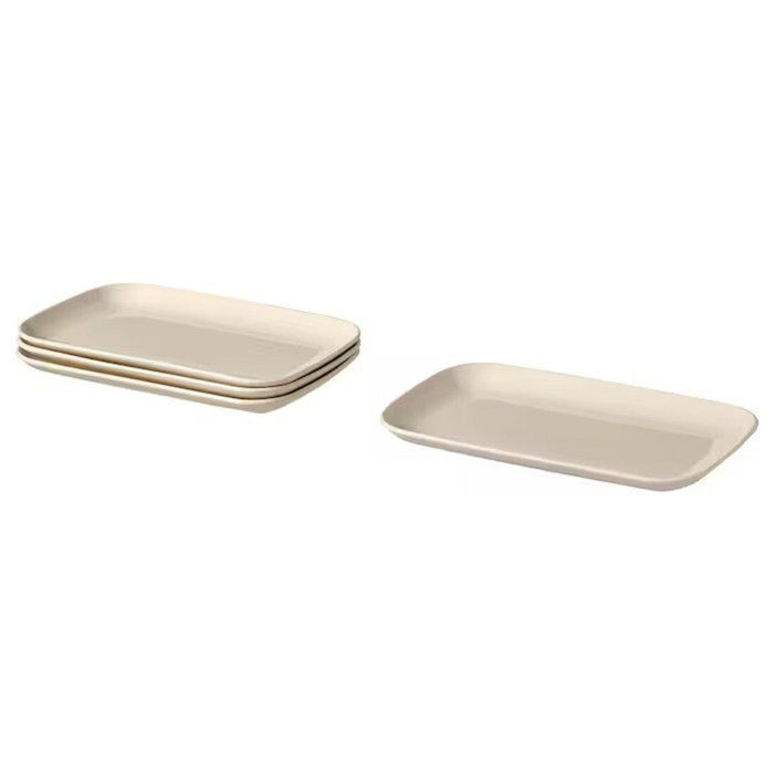 IKEA MÄRIT Table-runner, natural, 35x130 cm with FÄRGKLAR Plate, glossy beige, 30x18 cm and  FÄRGKLAR Mug, Glossy Beige, 37 cl pack of 1