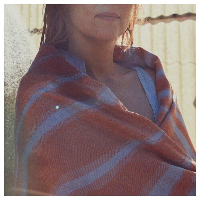 IKEA BASTUA Bench towel, blue/green, 45x60 cm (18x24 ") ( pack of 2 ) with Throw, blue/orange, 90x180 cm (35x71 ")