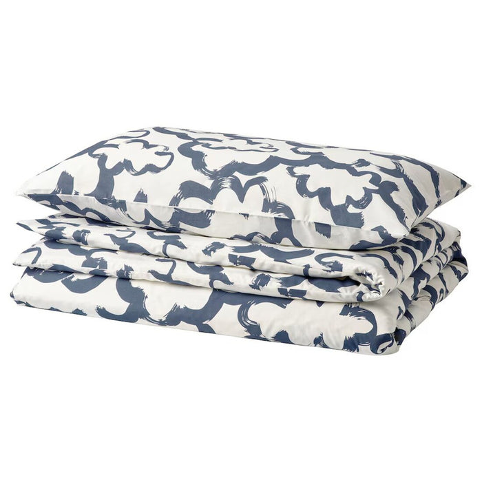 IKEA EKPURPURMAL Duvet cover and pillowcase, white blue/cloud, 150x200/50x80 cm (59x79/20x31 ")  50547007