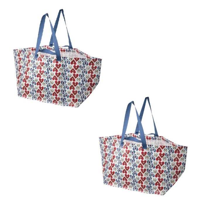 IKEA VINTERFINT Carrier bag, large, heart pattern blue/red, 55x37x35 cm/71 l Pack of 2