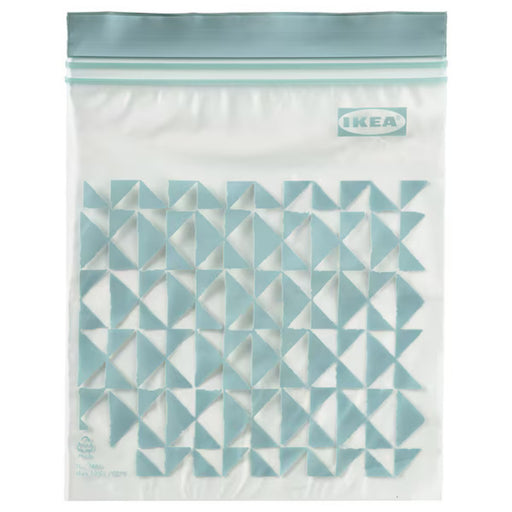 IKEA ISTAD resealable bag – 1L (20 Pack) – Transparent storage bag with a pale grey-green geometric triangle pattern. Features a double-seal closure for secure storage.-50592716