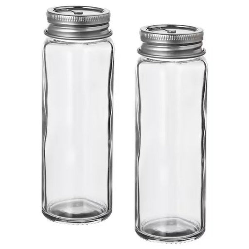 Clear Glass and Stainless Steel Salt and Pepper Shakers, 12 cm-20553226