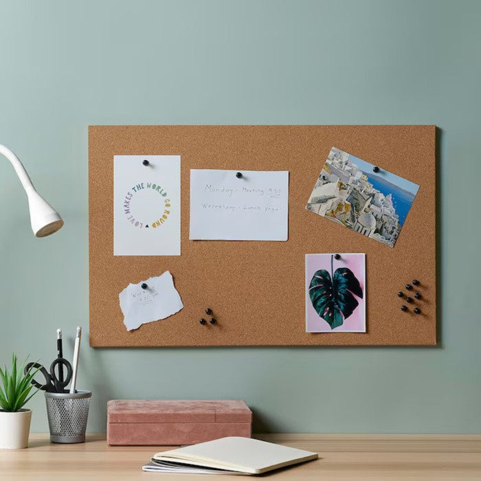 A multi-functional memo board with pins, versatile for keeping track of reminders, messages, and memories