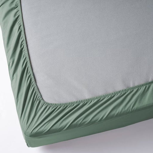 Soft and Stylish ULLVIDE Fitted Sheet, 140x200 cm - Grey/Green Comfort