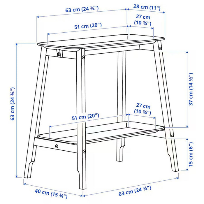 Dimensions of IKEA ALPVIDE Plant stand, white, 63 cm (24 ¾ ") 30546259
 