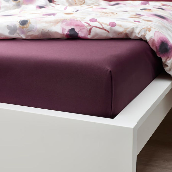 IKEA ULLVIDE flat sheet in deep red, 240x260 cm (94x102 inches), soft cotton bedding 70558113