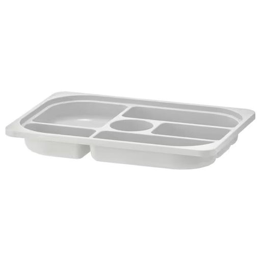 A Grey storage tray with multiple compartments for organizing small items.