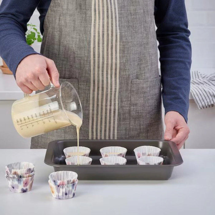 IKEA Place mat, patterned flower/multicolour, 40x30 cm with Baking cup, patterned/flower multicolour