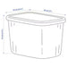 Spacious transparent storage box with lid, suitable for storing large and bulky items or seasonal decorations.