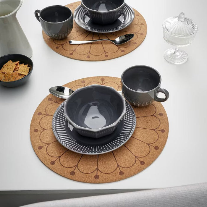 Round place mat from IKEA featuring a cork material with an attractive pattern, measuring 35 cm  80550814