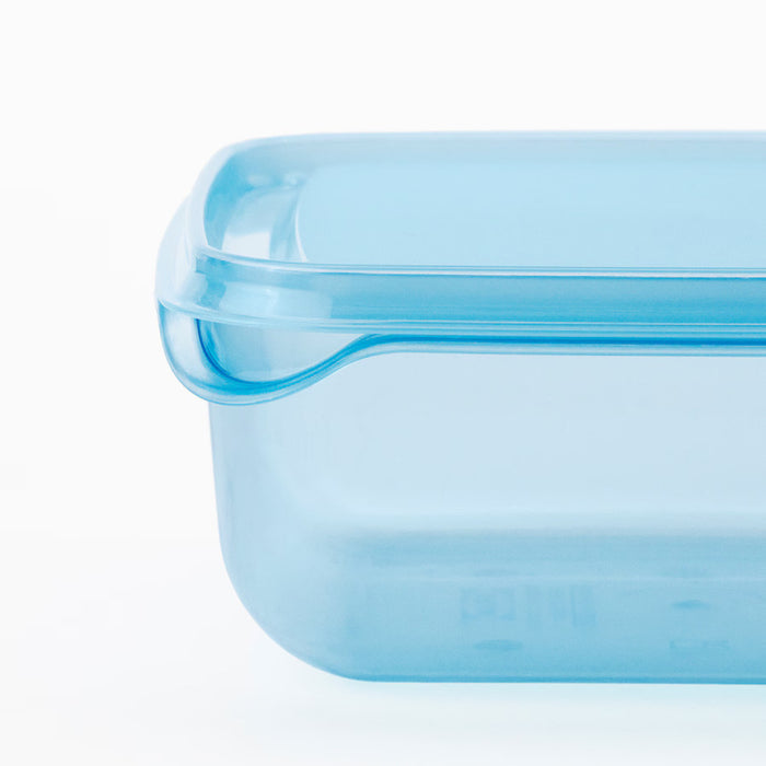 Close-up view of the IKEA PRUTA food container, 0.6 l (20 oz), with a blue lid securely in place. The container's compact and durable design makes it ideal for storing leftovers, snacks, or meal prep ingredients-60597105 