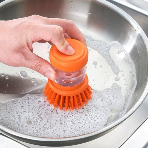 Efficient cleaning solution - IKEA dishwashing brush with dispenser in eye-catching bright orange  30561023