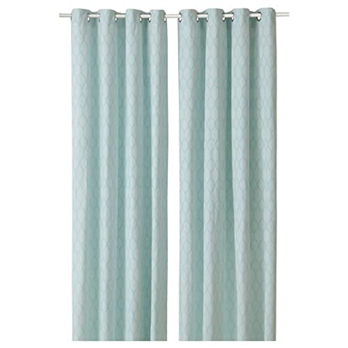 Elegant 145x250 cm curtains in white and turquoise 00532268