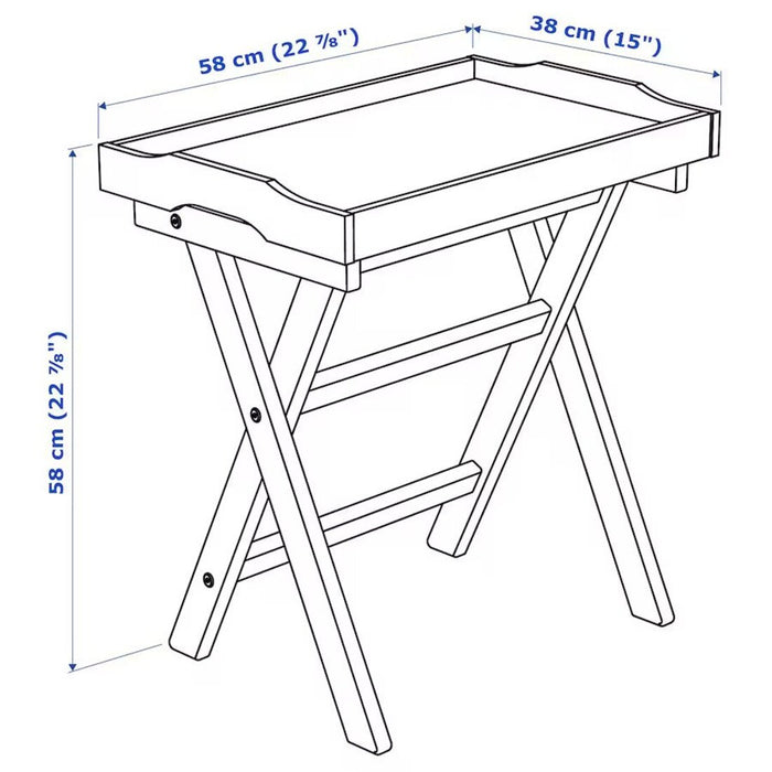 An Ikea tray table image showing its sizes 80353069