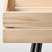 Close-up of the IKEA VANILJSTÅNG plant stand’s pine wood shelves and black metal frame, showcasing its modern design.60426340