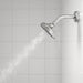 A demonstration of the three spray modes - rain, massage, and a combination of both - on a lustrous chrome-finished shower head. 30446269