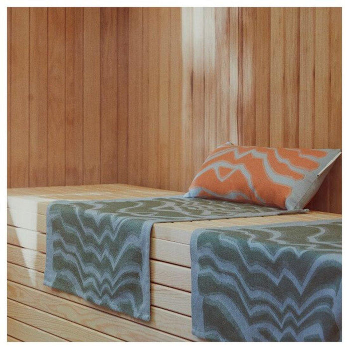 IKEA BASTUA Bench towel, blue/green, 45x60 cm (18x24 ") ( pack of 2 ) with Throw, blue/orange, 90x180 cm (35x71 ")