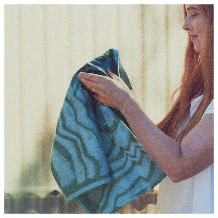 IKEA BASTUA Bench towel, blue/green, 45x60 cm (18x24 ") ( pack of 2 ) with Throw, blue/orange, 90x180 cm (35x71 ")