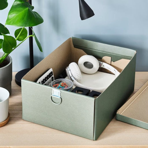 Digital Shoppy IKEA Efficient Grey-Green Storage Solution: IKEA NIMM Box with Lid - 25x35x15 cm.