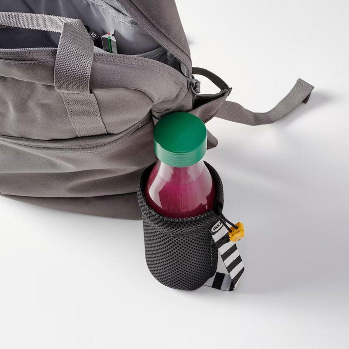 IKEA UTBJUDA Stackable lunch box for dry food, light grey-beige with Water bottle, clear glass/green, 0.5 l