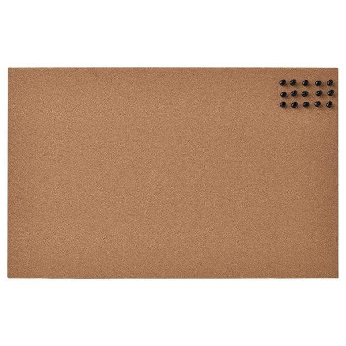 An image of a cork memo board with pins, ready to be used for reminders and inspiration