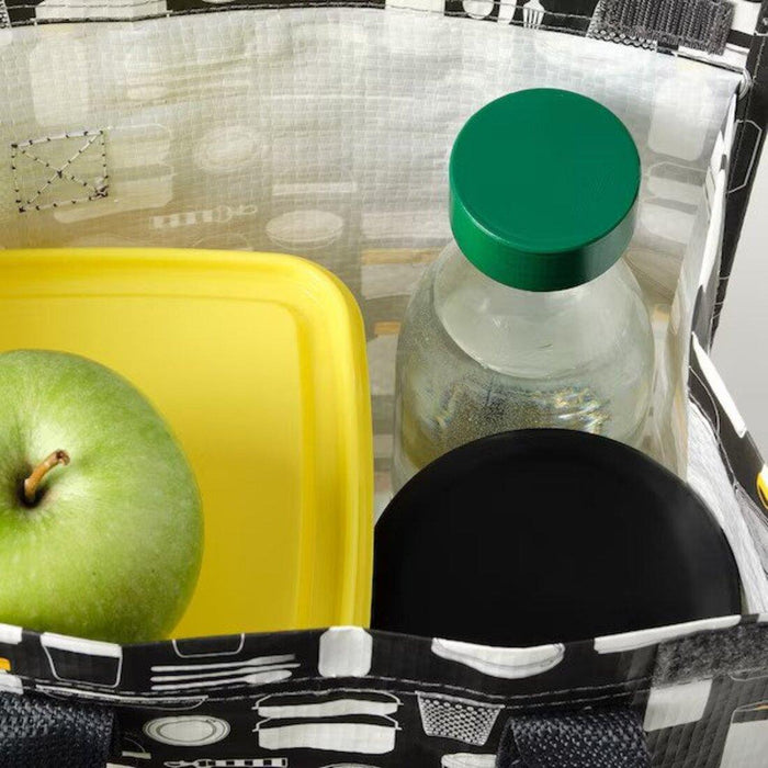 IKEA UTBJUDA Stackable lunch box for dry food, light grey-beige with Water bottle, clear glass/green, 0.5 l