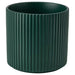 "Dark green ceramic IKEA DAKSJUS plant pot with grooved detailing, placed on a wooden surface. Compact 12 cm size, ideal for succulents, herbs, or decorative plants indoors and outdoors.-40609232