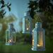 This IKEA lantern features a serene pale blue shade, is 22 cm (9 inches) in height, and is suitable for both indoor and outdoor use with tealights.-30542591