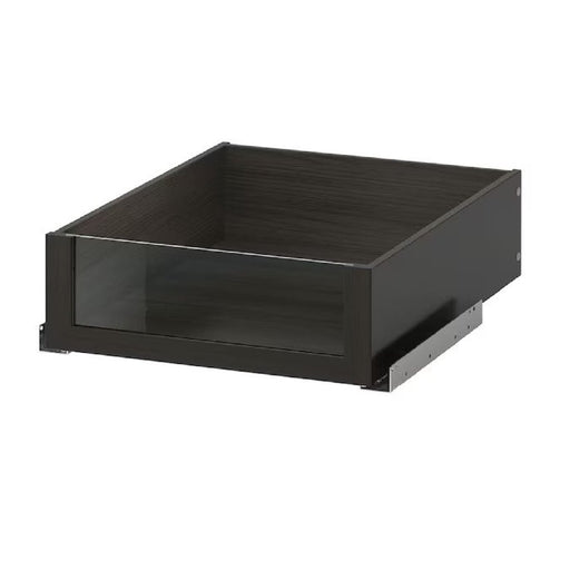 A black-brown IKEA drawer with a glass front, perfect for stylish storage