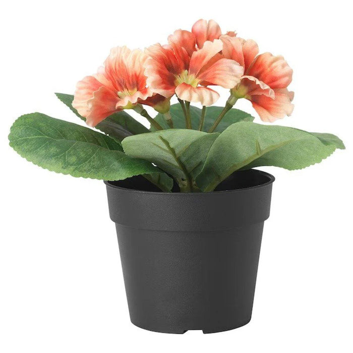 IKEA Artificial potted plant, in/outdoor/primula orange, 9 cm with  Plant pot, in/outdoor light pink, 9 cm