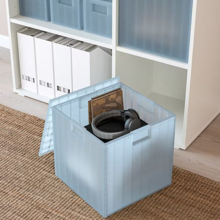 IKEA PANSARTAX Storage box with lid, transparent grey-blue, 33x33x33 cm (13x13x13 ")