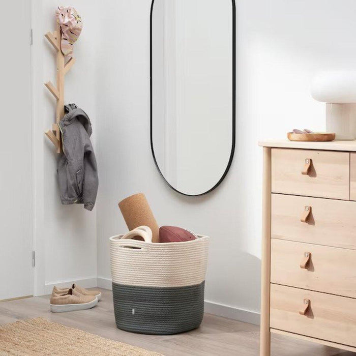 IKEA KLAPPA Soft toy, ball, multicolor  with TJABBIG Basket, natural/grey-green, 47x43 cm (18 ½x17 ")