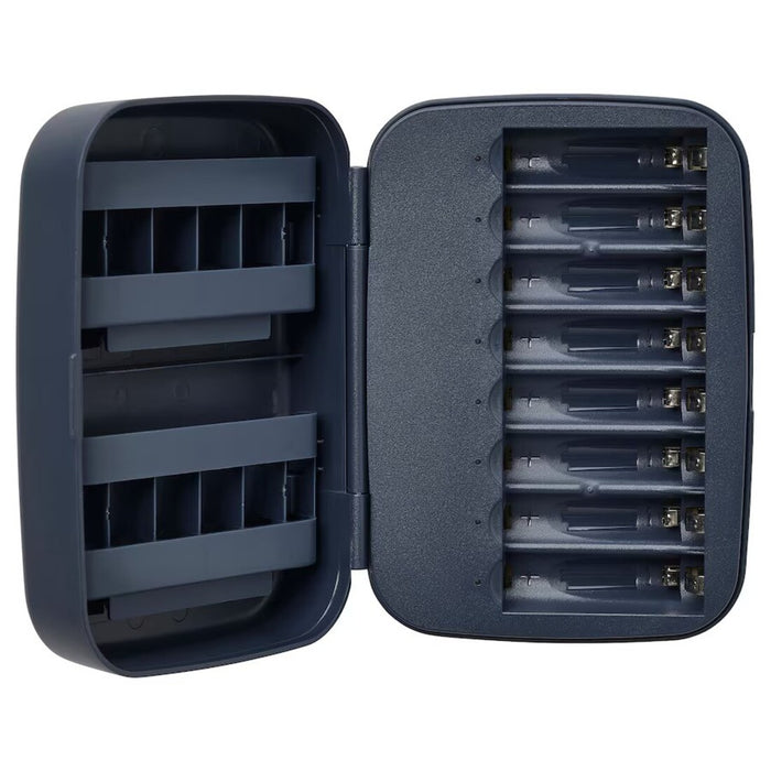 IKEA LITOSFÄR Battery charger with storage, dark blue with LADDA Rechargeable battery,1900 HR06 AA 1.2V